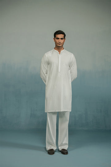 'White' Hand Embroidered Kurta Pajama